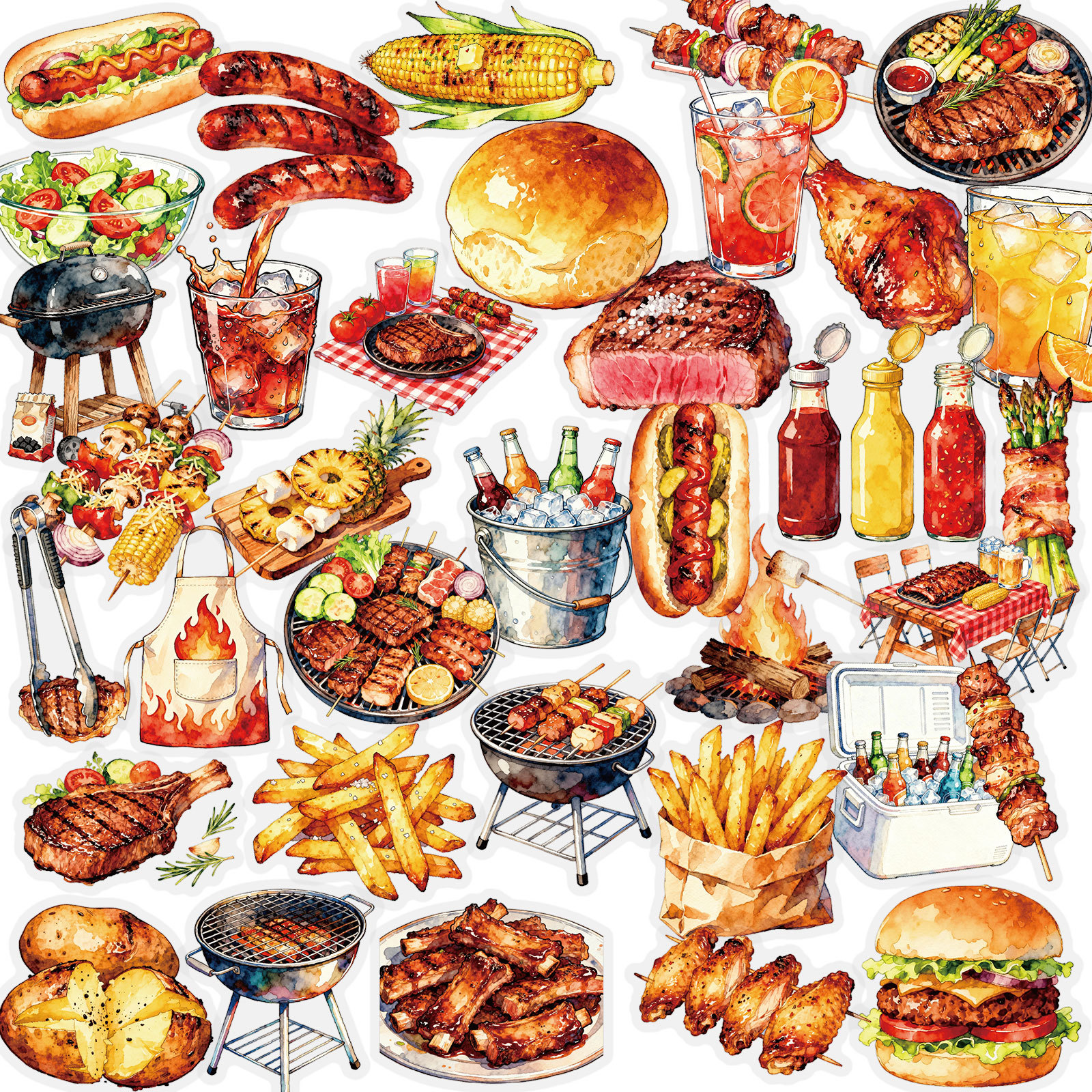 Kids Outdoor Bbq - 56PCS Barbecue of Meat Transparent Graffiti