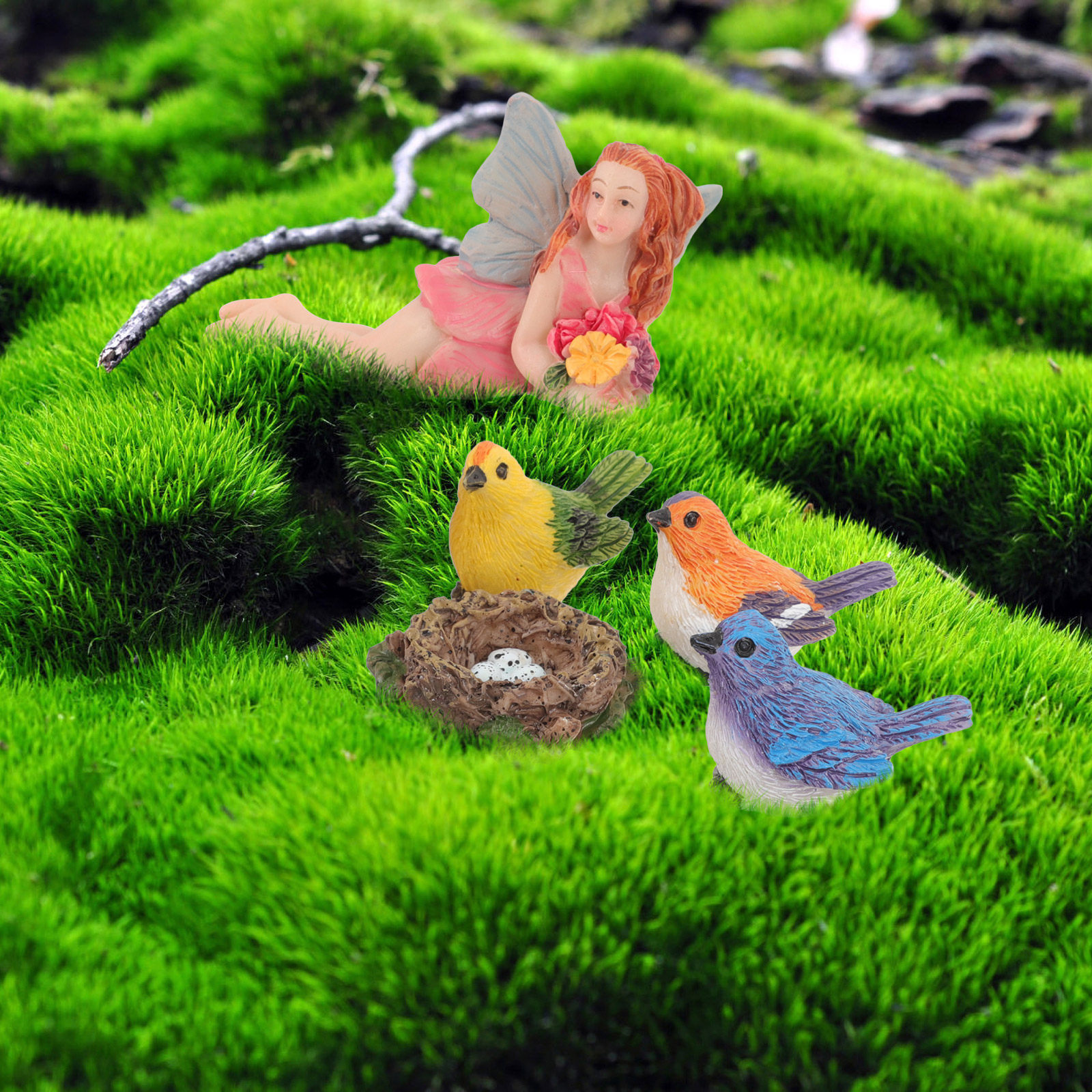 Kids Outdoor Fairy Garden - 1Set Resin Flower Fairy and Simulation
