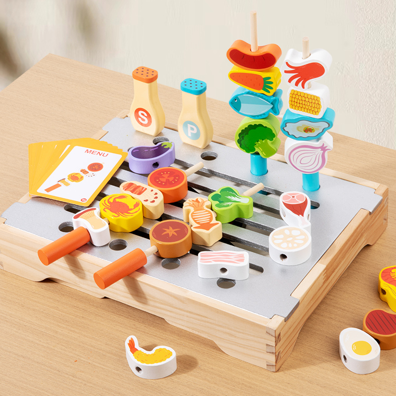 Kids Outdoor Bbq - Children's Wooden Imitation Barbecue Grill Toy