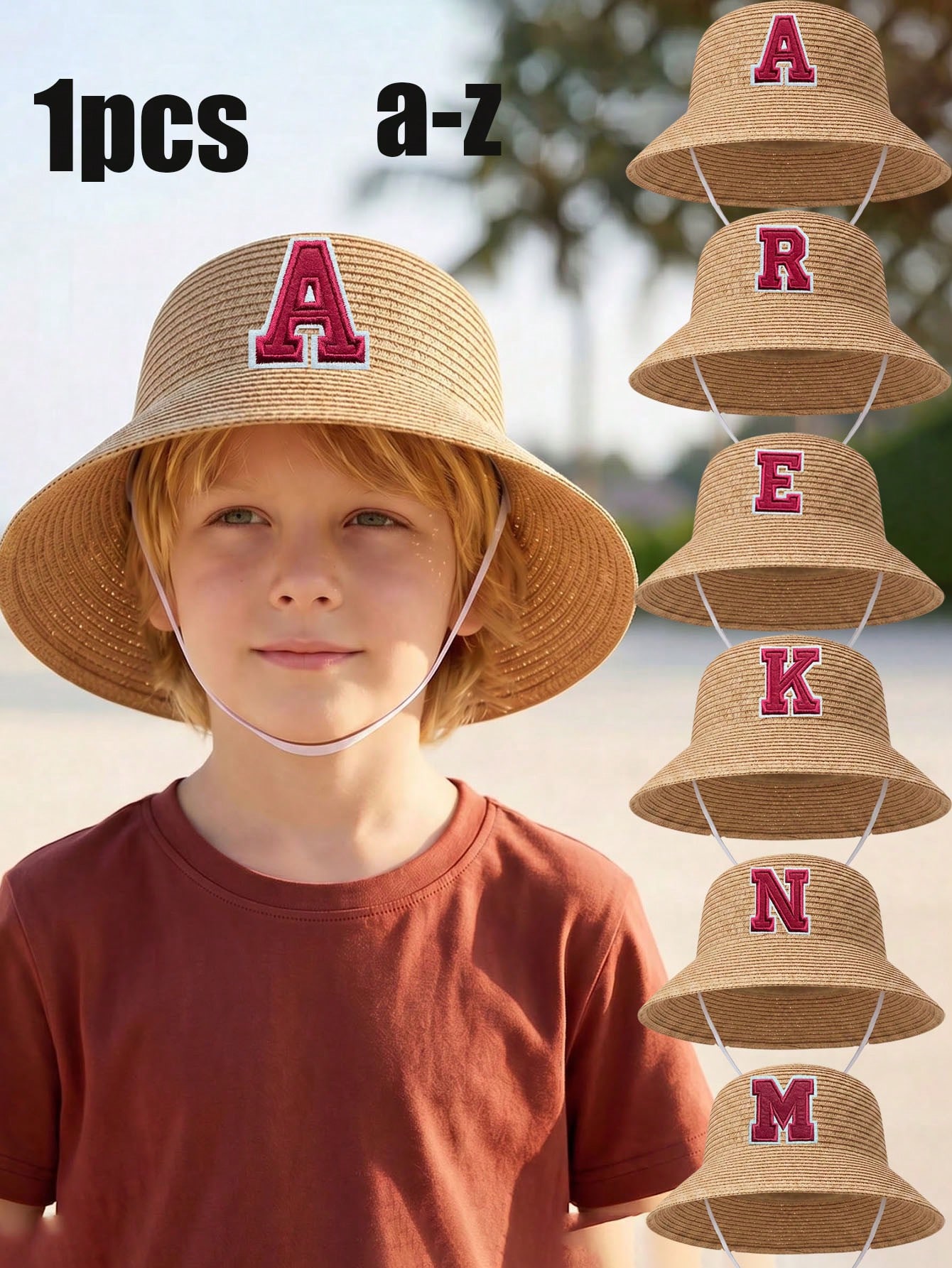 1Pc 3-8Y Boys Coffee Bow Straw - Kids Outdoor Hat avis et prix
