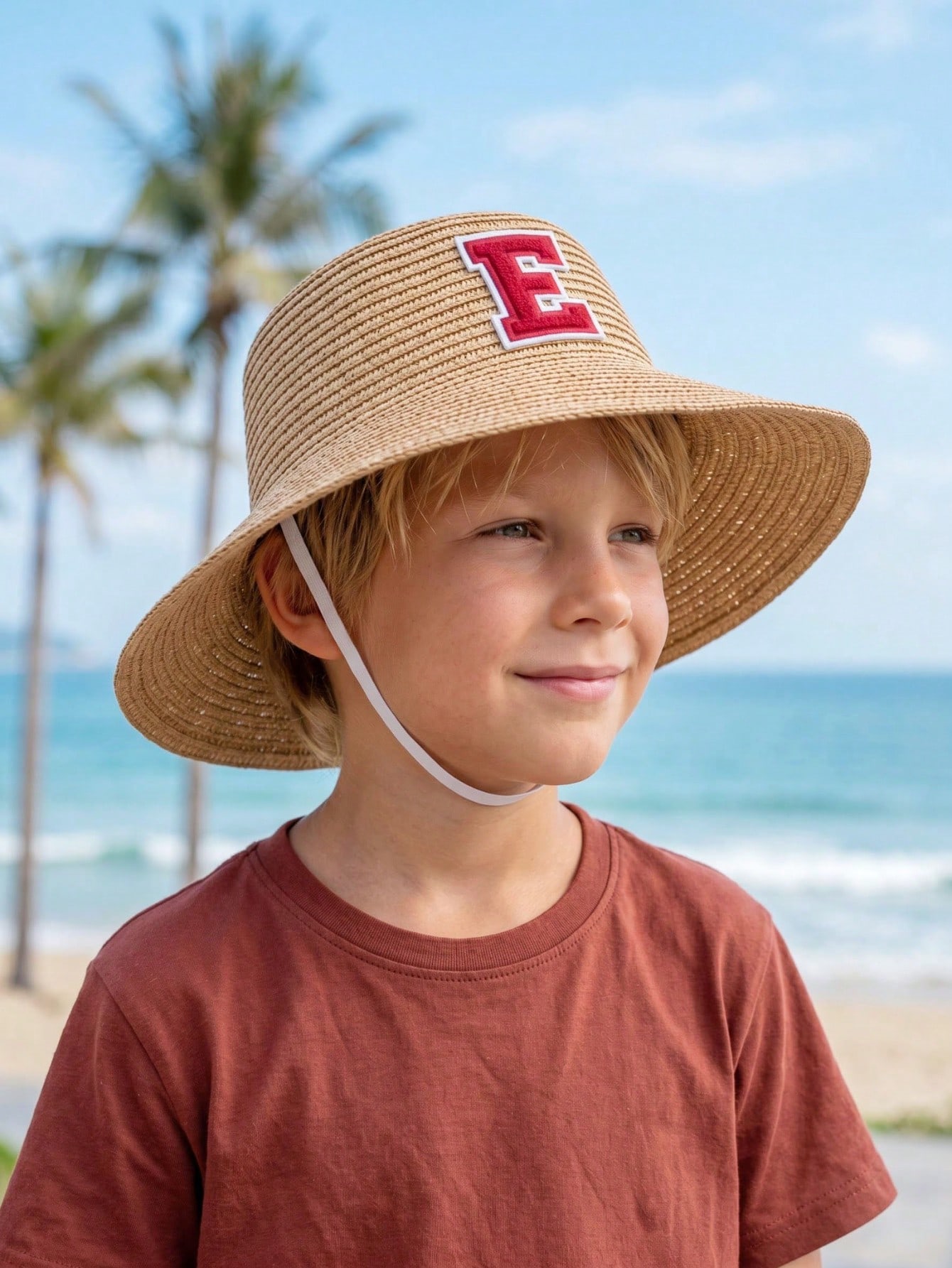 1Pc 3-8Y Boys Coffee Bow Straw - Kids Outdoor Hat avis et prix