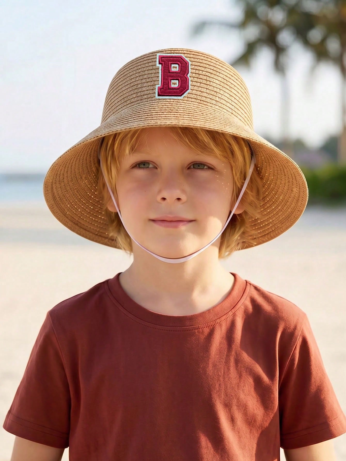 1Pc 3-8Y Boys Coffee Bow Straw - Kids Outdoor Hat avis et prix