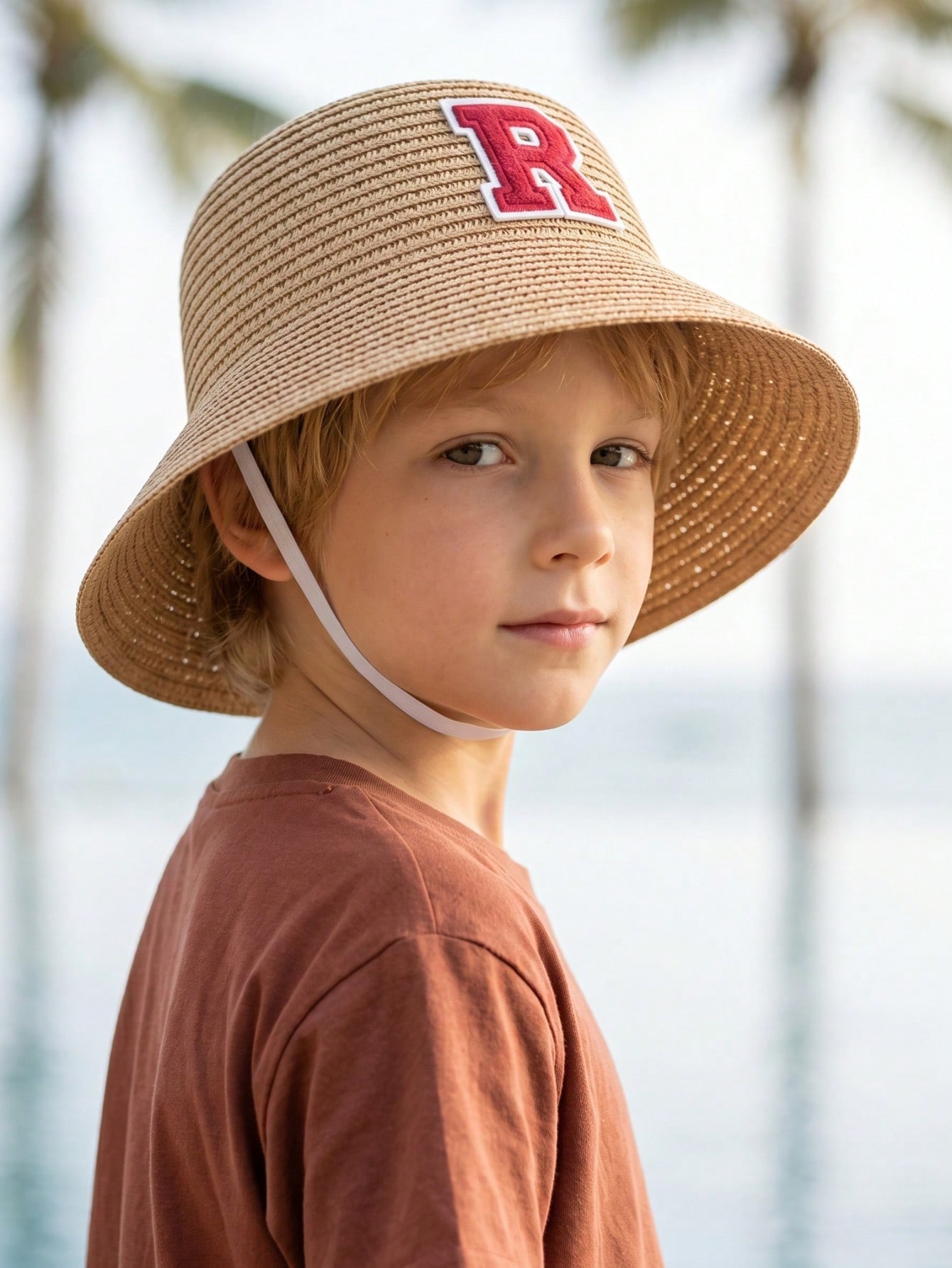 1Pc 3-8Y Boys Coffee Bow Straw - Kids Outdoor Hat avis et prix