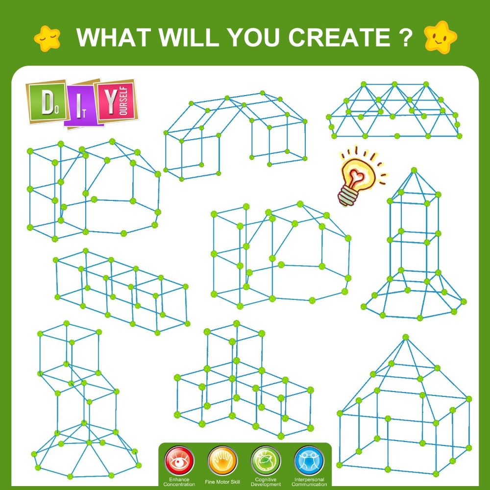 200 Pcs Fort Building Kit for  - Outdoor Kid avis et prix