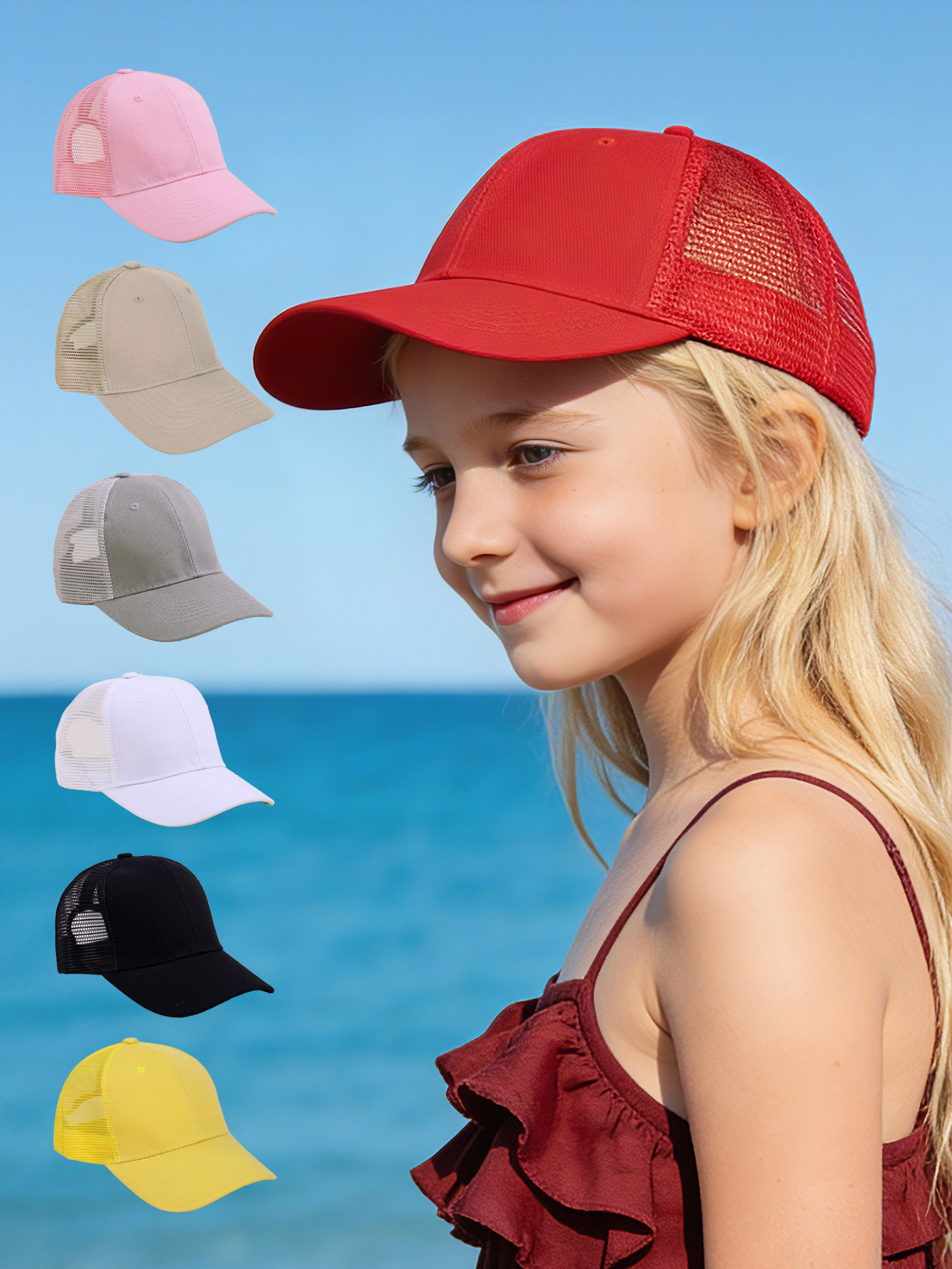 1 pc solid color mesh baseball - Kids Outdoor Hat avis et prix
