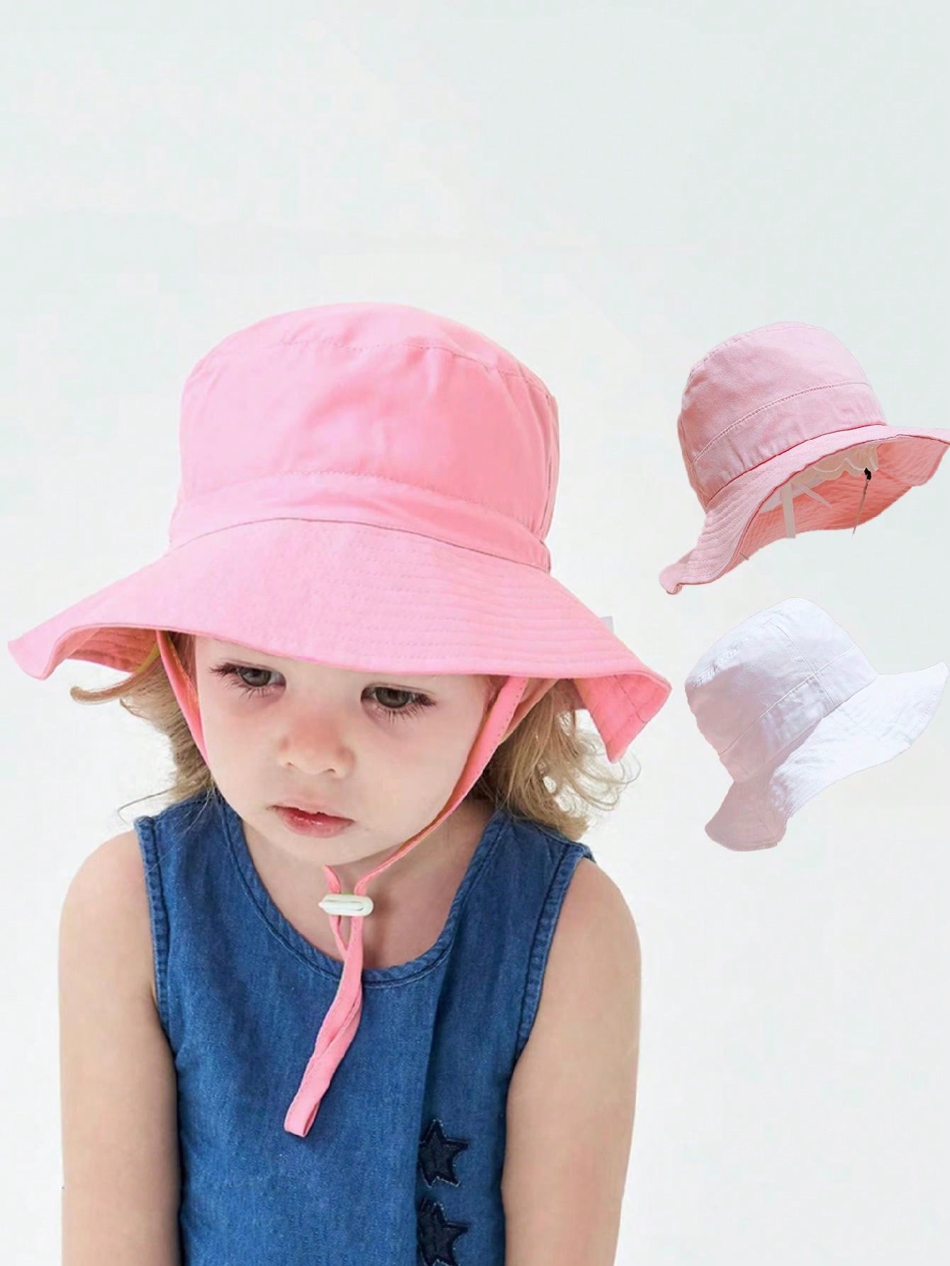 1pc Pink Flat Top Bucket Hat f - Kids Outdoor Hat avis et prix