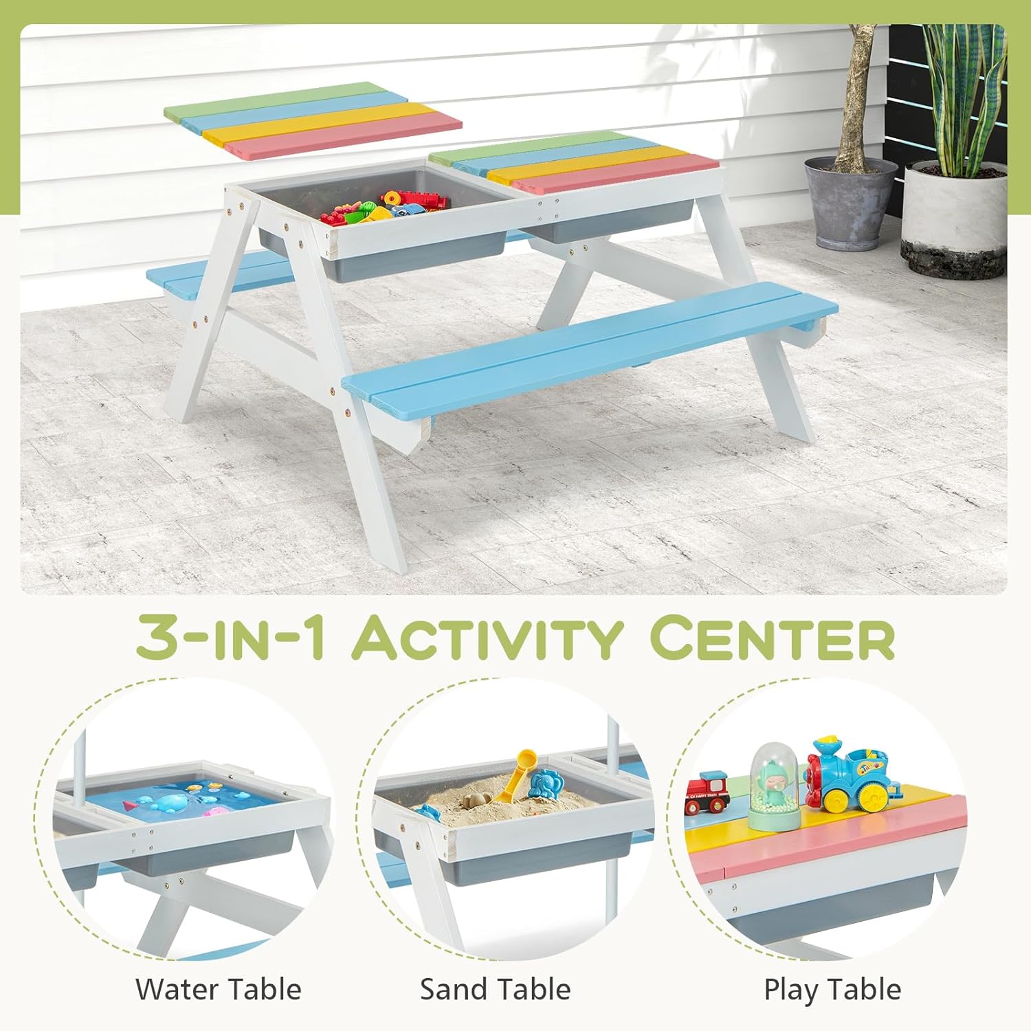 Kids Picnic Table, 4 in 1 Outd - Kids Outdoor Water Table avis et prix