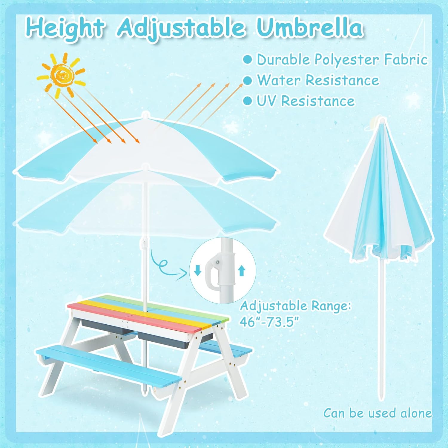 Kids Picnic Table, 4 in 1 Outd - Kids Outdoor Water Table avis et prix