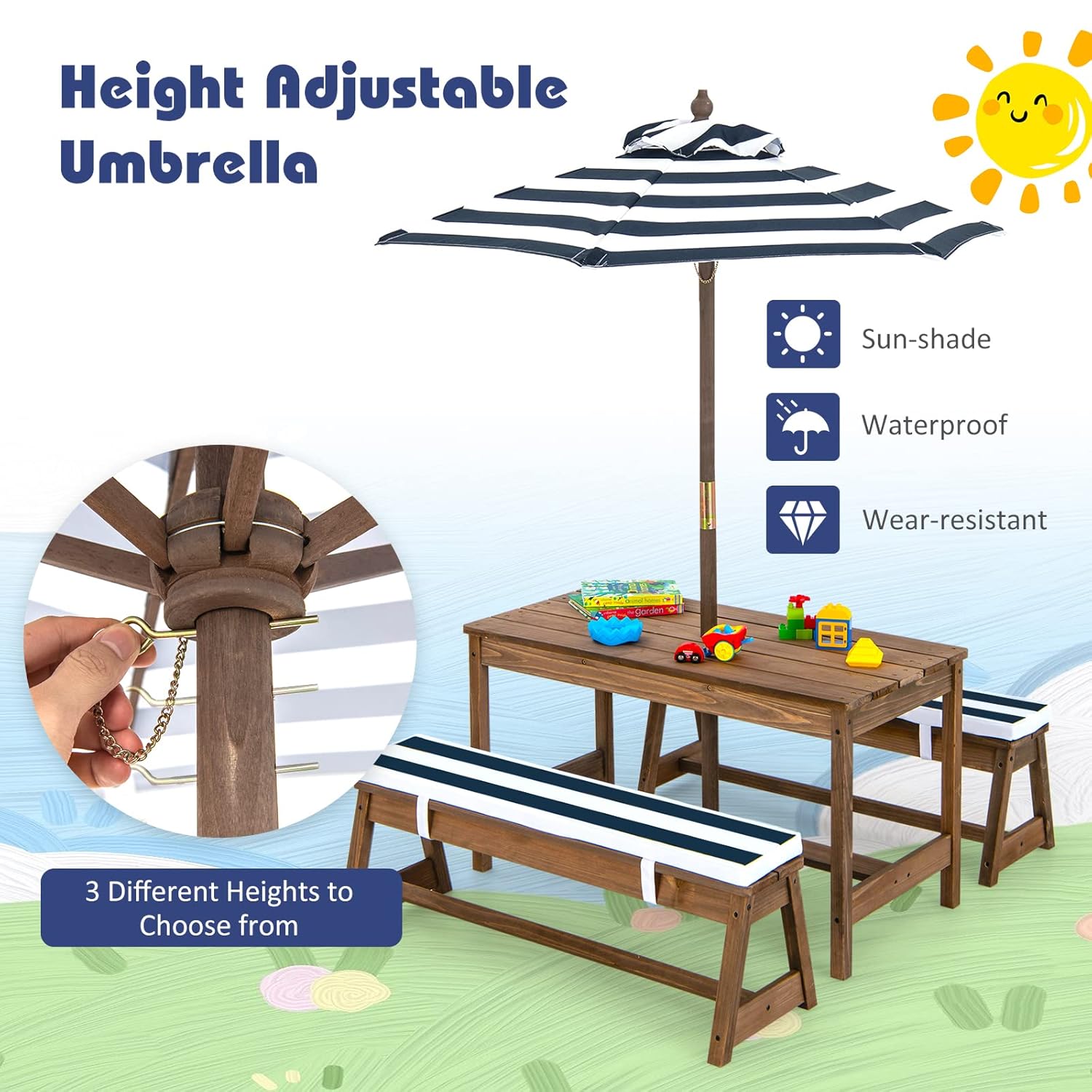 Height Adjustable Wooden Kids  - Kids Outdoor Furniture avis et prix