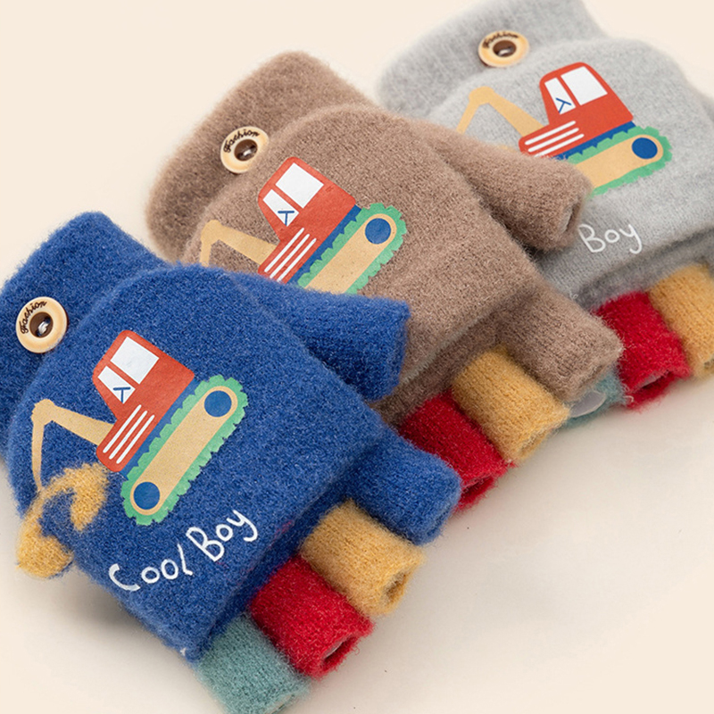 Cartoon Winter Gloves for Boy  - Kids Outdoor Excavator avis et prix