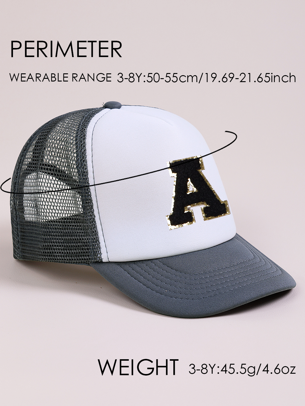 1pc Gray Hat With 26-Letter Pa - Kids Outdoor Hat avis et prix