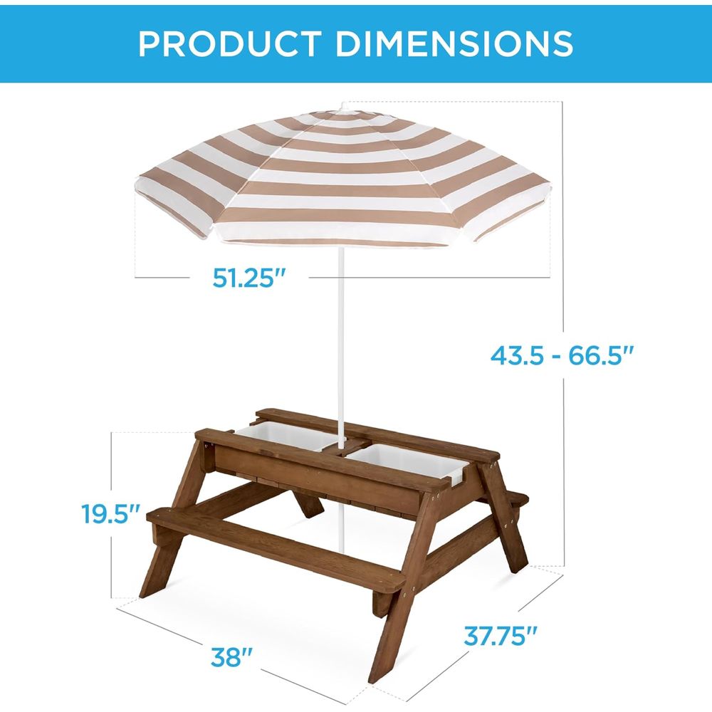 Kids Picnic Table with Umbrell - Kids Outdoor Water Table avis et prix