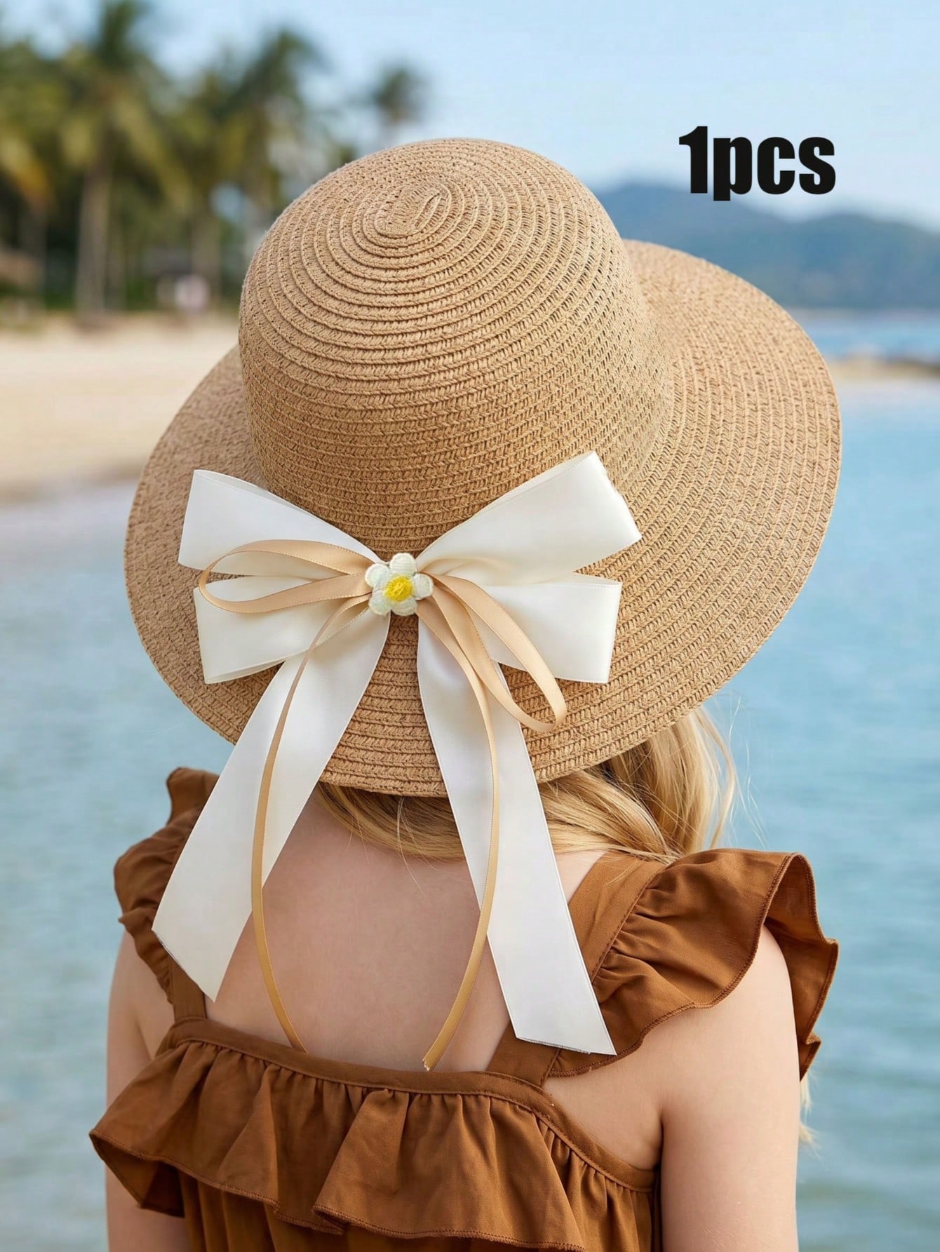 1Pc 3-8Y Girls Coffee Bow Stra - Kids Outdoor Hat avis et prix