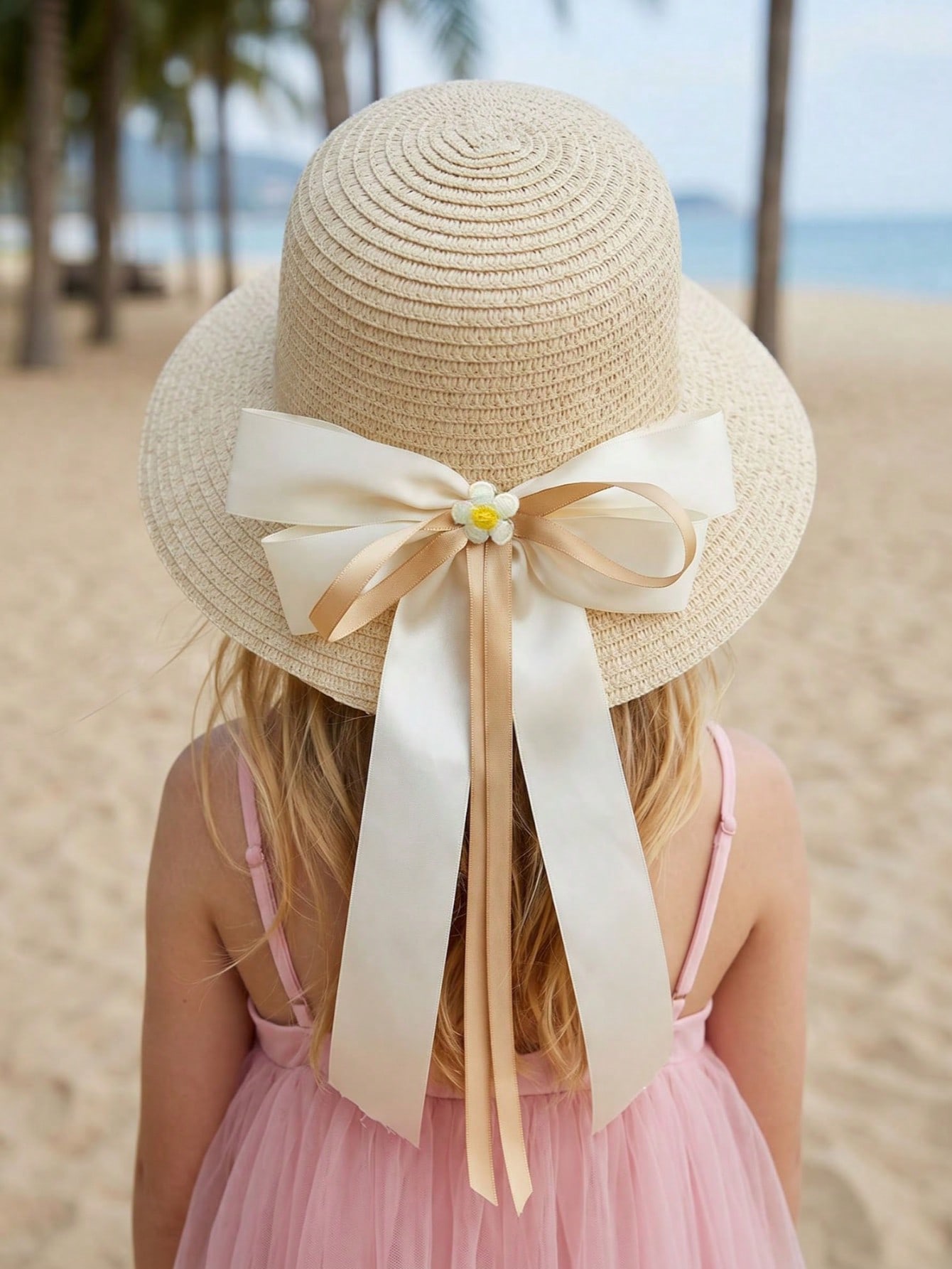 1Pc 3-8Y Girls Coffee Bow Stra - Kids Outdoor Hat avis et prix